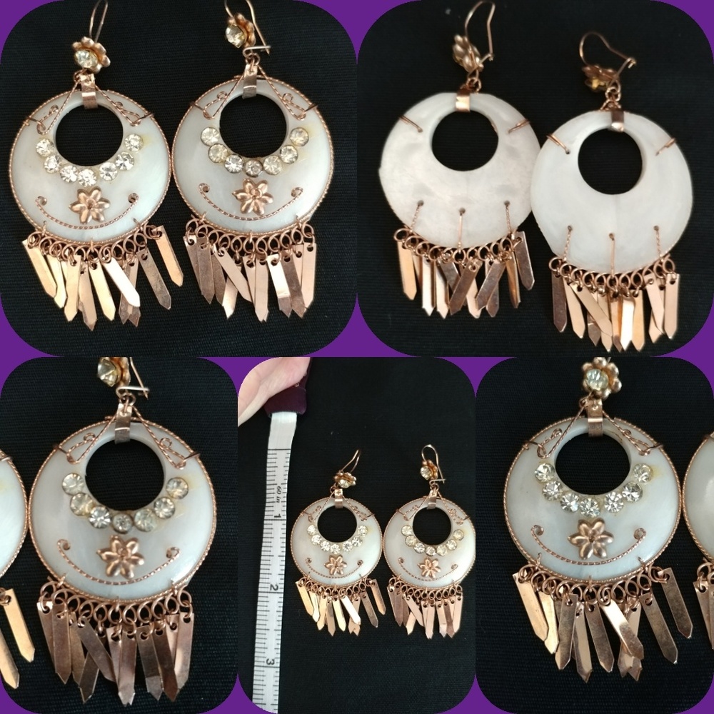 MY MOM'S JEWELRY GOLD AND WHITE EARRINGS